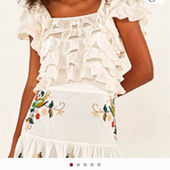 Farm Rio 3D Flower Ruffled White Top size Large Layered Top Shirt - Picture 2 of 11